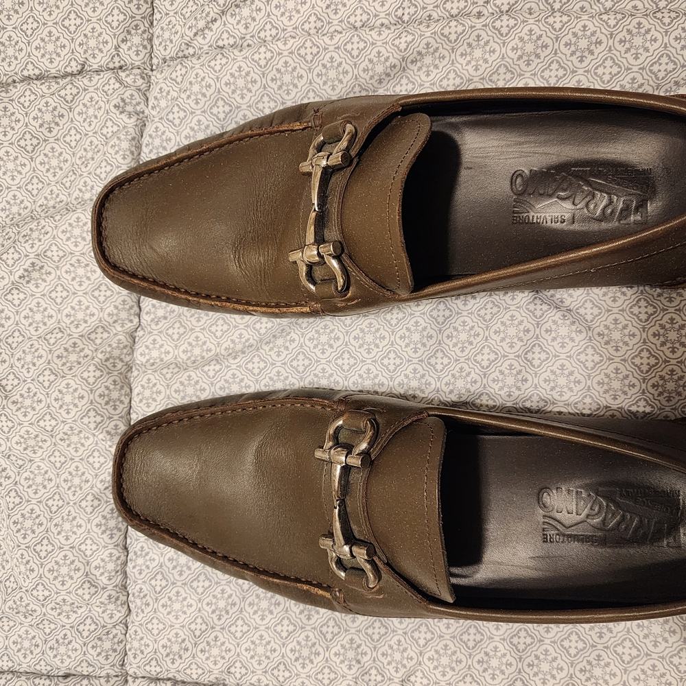 Men's Dark Olive Green Ferragmo  Loafers